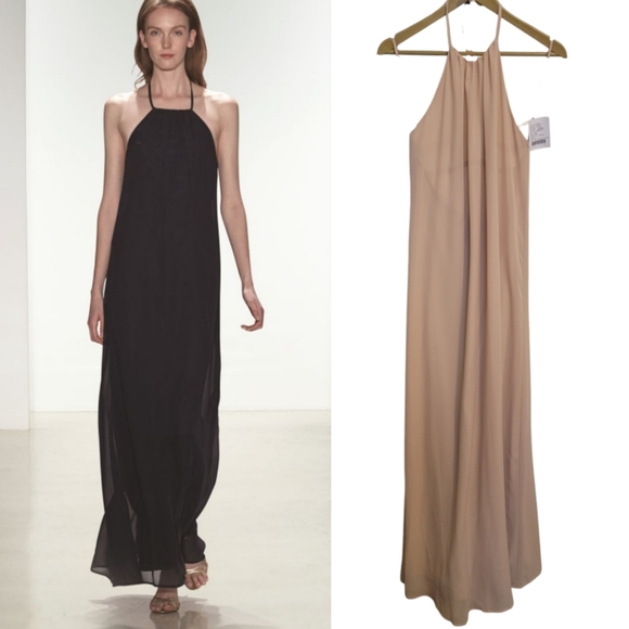 nouvelle AMSALE Dresses & Skirts - 🆕️ Nouvelle Amsale Chiffon Halter Bridesmaid Dress in Sand